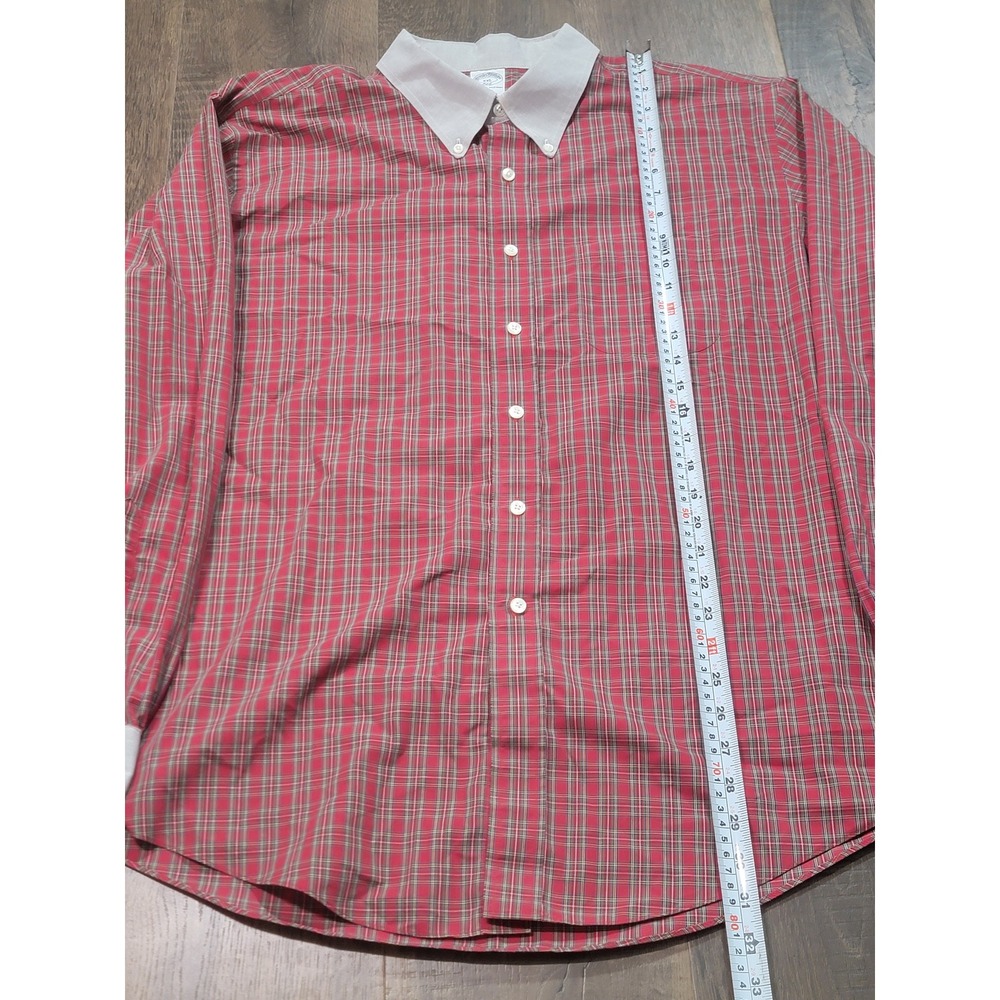 Brooks Brothers 346 Mens XXL Slim Fit Red Plaid Non-Iron Contrast Collar Shirt